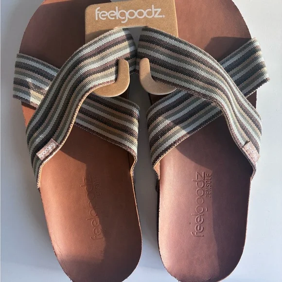 Feelgoodz Zensole Size 9 Cross-Over Leather Sandals - NWT - Picture 8 of 10